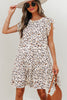 Khaki Leopard Ruffled Flutter Sleeve Keyhole Back Mini Dress