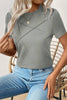 Medium Grey Solid Color Toothpick Stripe Round Neck T Shirt