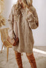 Burgundy Cable Knit Drop Shoulder Loose Fit Sweater Dress