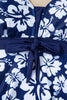 Rose Red Color Block Patchwork Bow Knot Detail Sleeveless Swim Dress