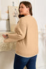 Tan Plus Size Leopard Bow Decor Split Cuffs Loose Sweater