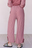 Fushia Raw Seam Patchwork Long Sleeve Top Pocket Casual Pants 2pcs Set