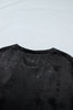Black Metallic Round Neck Cap Sleeve Tee