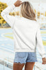 White Oversize Drop Shoulder Reversible Mock Neck Sweatshirt