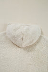 White Contrast Ribbed Edge Plush Hoodie