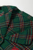 Green Plaid Contrast Patched Christmas Holiday Long Sleeve Shirt and Short 2pcs Pajama Set