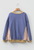 Wild Wind Color Block Mix Texture Waffle Patchwork Oversize Sweatshirt