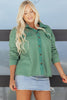 Grass Green Waffle Knit Vintage Patchwork Button Up Loose Shirt