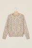 Multicolour Cozy Cable Knit Round Neck Long Sleeve Confetti Sweater