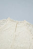 White Sheer Lace Long Sleeve Ruffle Trim Loose Blouse