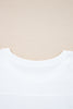 White Solid Color Waffle Ribbed Patchwork Dolman Sleeve Oversize Knit Top