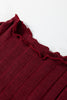 Red Dahlia Frilled Neck Ribbed Knit Patchwork Long Sleeve Mini Dress