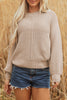 Parchment Mixed Texture Patchwork Knitted Puff Sleeve Sweater
