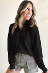 Smoke Gray Zipped Neck Pullover Drop Shoulder Sweatshirt