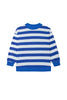 Orange Stripe Ribbed Trim Stand Neck Dropped Shoulder Plus Size Sweatshirt