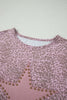 Khaki Leopard Retro Studded Star Patch Loose Tee