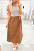 Chestnut Striped Colorblock Patchwork Sleeveless Casual Long Dress