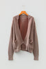 Evergreen Mineral Wash Exposed Seam Patchwork Knit Open Sweater Cardigan