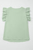 Clearly Aqua Plus Size Crew Neck Ruffle Sleeve Top