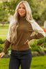 Desert Palm Colorblock Raglan Puff Sleeve Mock Neck Sweater