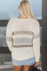 Parchment Contrast Stitch Detail V Neck Drop Shoulder Sweater