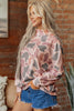 Sky Blue Camouflage Western Style Pullover Sweatshirt