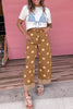 Sky Blue Polka Dot Ankle-Length Metal Button Casual Jeans