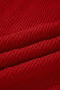Racing Red Lantern Sleeve V Neck Knot Back Sweater