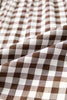 Brown Plaid Knot Half Sleeve Button Down Shirt