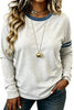 Gray Plus Size Colorblock Detail Round Neck Long Sleeve Top