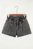 High-rise Drawstring High Waist Casual Denim Shorts with Pockets