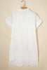 White Solid Color Eyelet Embroidered T Shirt Mini Dress