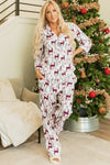 Light Grey Christmas Printed Shirt and Pants Pajama Set