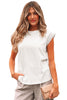 White Lace Patchwork Cap Sleeve Round Neck T Shirt