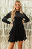 Evergreen Velvet High Neck Tiered Ruffle Mini Dress