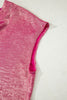 Bright Pink Metallic Round Neck Cap Sleeve Tee