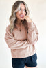 Smoke Gray Zipped Neck Pullover Drop Shoulder Sweatshirt