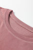 Fushia Solid Color Textured Knit Drop Shoulder Pullover Drawstring Shorts Set
