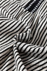 Black Stripe Double Ruffled Short Sleeve Contrast Trim V Neck Midi Dress