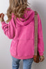 Pitaya Pink Mineral Wash Terry Patchwork Drawstring Hoodie