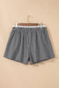 Black Contrast Trim Plaid Print Plus Size Shorts