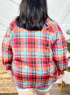 Orange Plus Size Plaid Print Buttoned Shirt