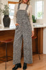 Brown Leopard Print Straight Leg Loose Denim Overall Jumpsuit