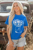 Blue Sunflower Boots Graphic Western Fashion T Shirt