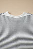 Black Stripe Contrast Trim Cap Sleeve Button Down Casual Cardigan