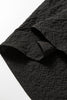 Black Color Block Patchwork Detail V Neck Textured Long Sleeve Blouse