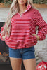 Pink Stripe Quarter Zip Fleece Oversize Sweatshirt