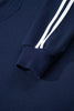 Dirty blue Varsity Striped Detail Crewneck Pullover Elastic Sweatpants 2pcs Outfit