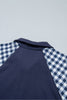 Racing Red Patchwork Plaid Pocket Quarter Zip Sweatshirt