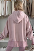Purple Stripe Thumbhole Side Slits Drop Shoulder Loose Fit Hoodie